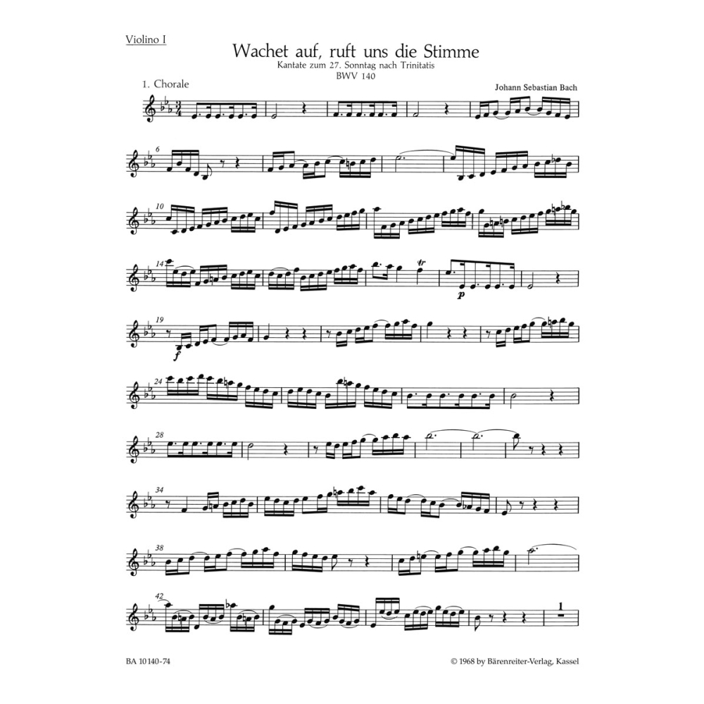 Cantata No. 140: Wachet Auf, Ruft Uns Die Stimme (BWV 140) Violin I - Johann Sebastian Bach / Johann Sebastian Bach