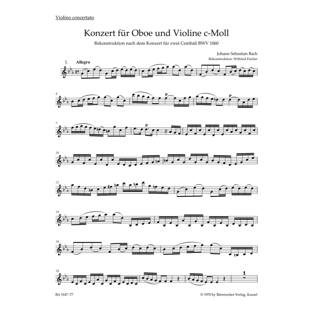 Concerto for Violin and Oboe in C minor (reconstructed from BWV 1060) Violin solo - Johann Sebastian Bach