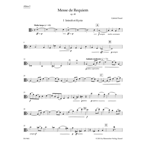 Requiem Op.48 (full orchestral version 1900) Viola I - Gabriel Faure
