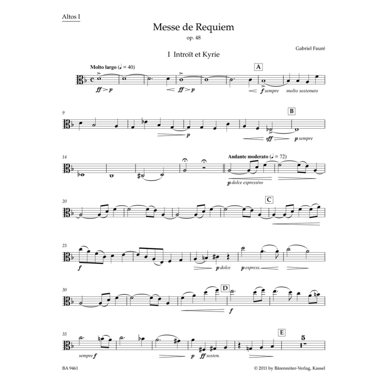 Requiem Op.48 (full orchestral version 1900) Viola I - Gabriel Faure