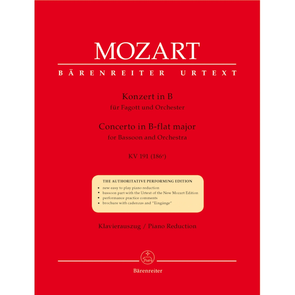 Mozart, W A -Concerto for Bassoon in B-flat (K.191) (K.186e)