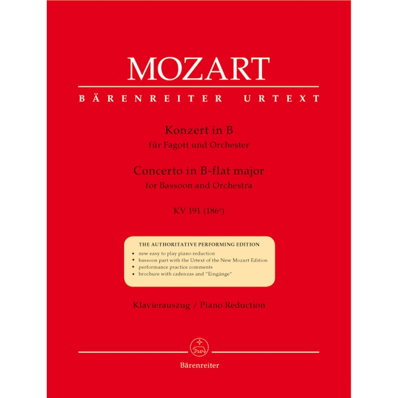 Mozart, W A -Concerto for Bassoon in B-flat (K.191) (K.186e)