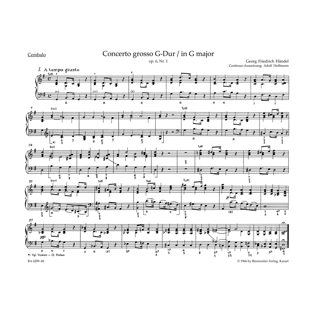 Concerto Grosso Op.6, No. 1 in G Cembalo - George Frideric Handel
