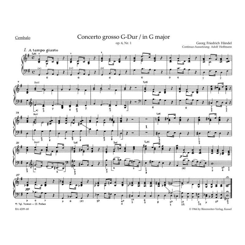 Concerto Grosso Op.6, No. 1 in G Cembalo - George Frideric Handel