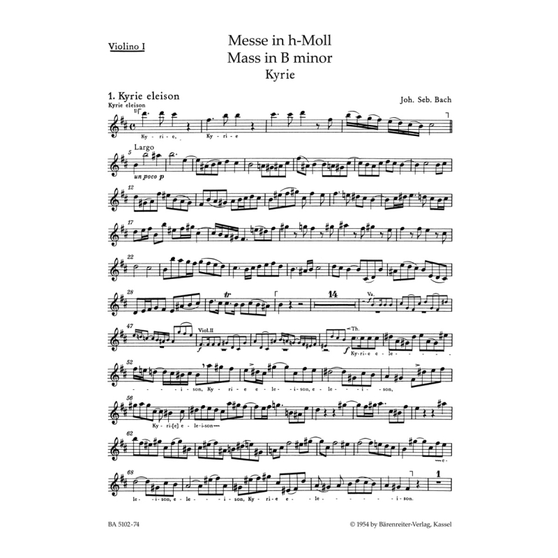 Mass in B minor (BWV 232) for Violin I - Johann Sebastian Bach / Johann Sebastian Bach