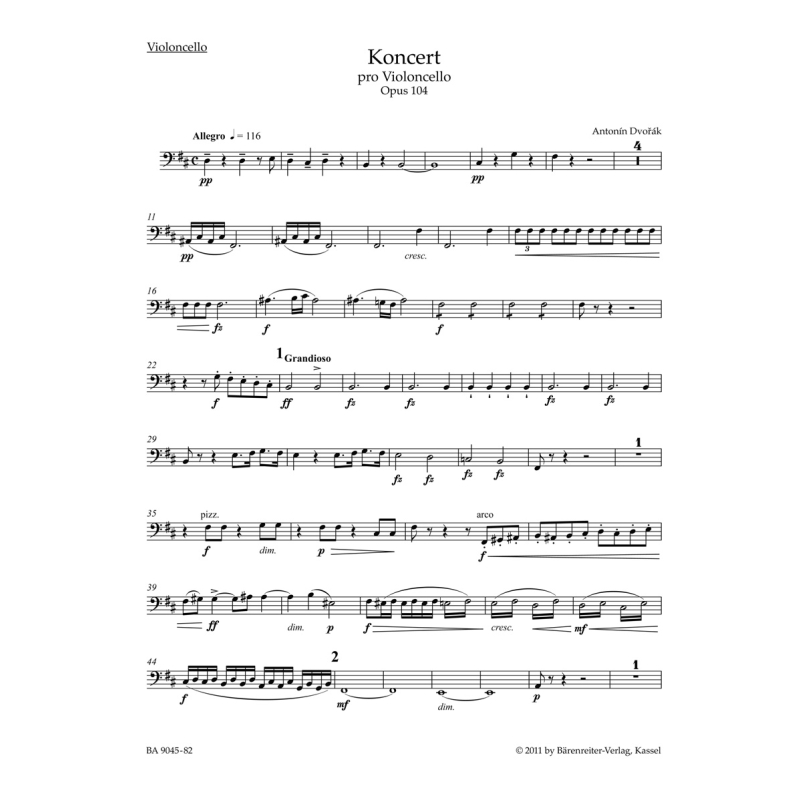 Concerto for Violoncello in B minor Op.104 Cello - Antonín Dvorák