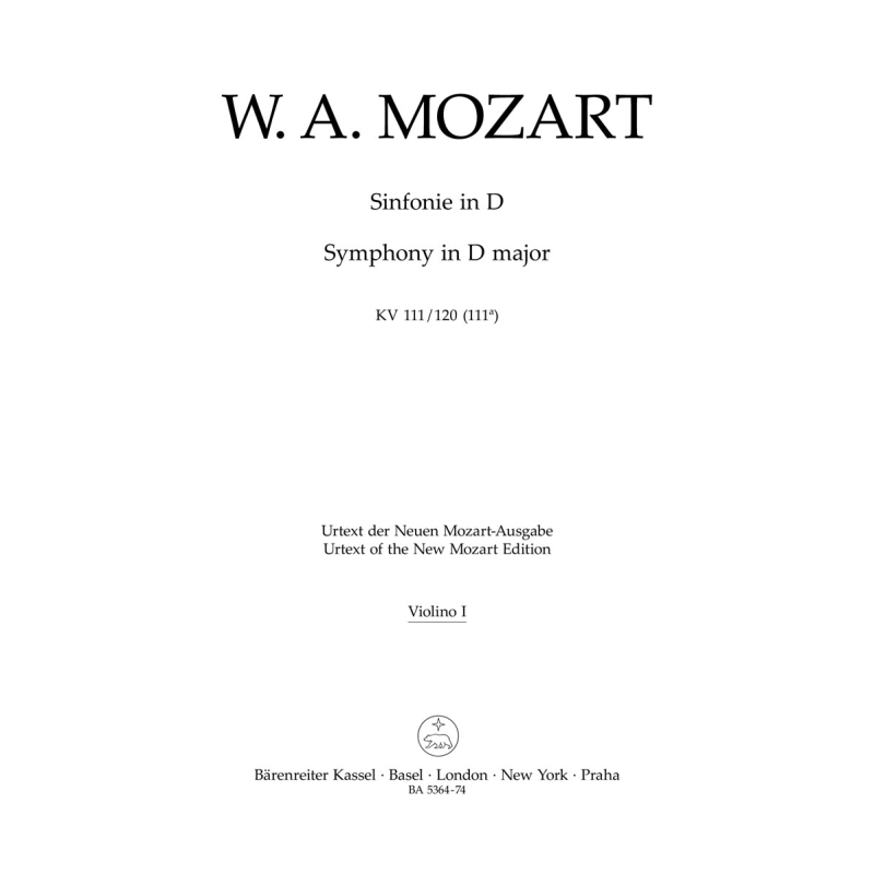 Symphony in D (K.111/120) Violin I - Wolfgang Amadeus Mozart