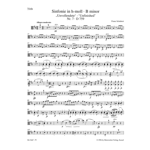 Symphony No. 7 in B minor (D.759) (Unfinished) (formerly Symphony No. 8) (Viola) - Franz Schubert