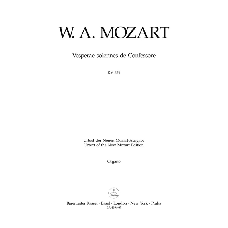Vesperae Solennes de Confessore (K.339) Organ - Wolfgang Amadeus Mozart