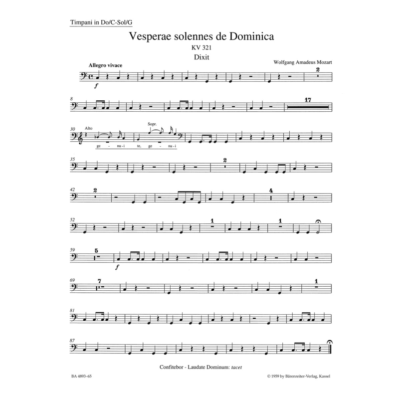 Vesperae Solennes de Dominica (K.321) Wind Set - Wolfgang Amadeus Mozart