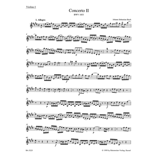 Concerto for Keyboard No. 2 in E (BWV 1053) Violin I - Johann Sebastian Bach