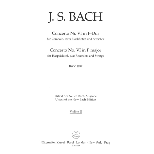 Concerto for Keyboard No. 6 in F (BWV 1057) Violin II - Johann Sebastian Bach