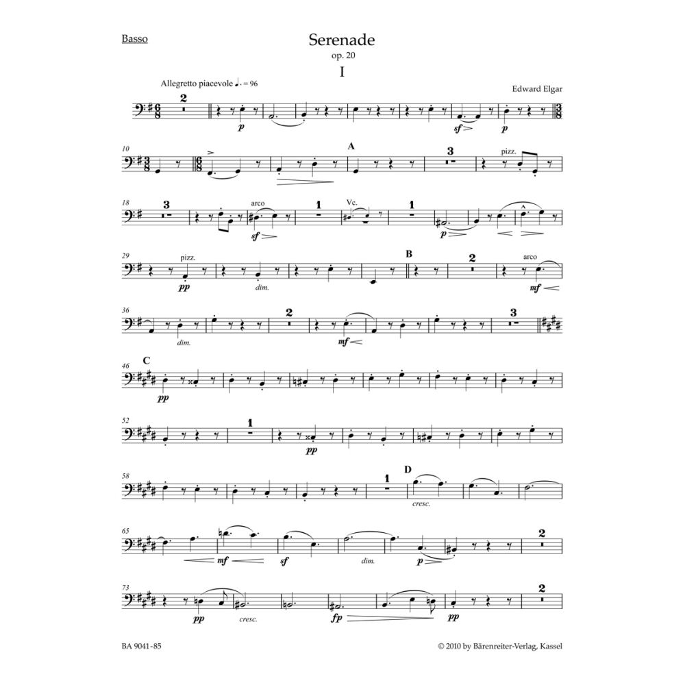 Serenade for Strings, Op.20 Double Bass - Edward Elgar