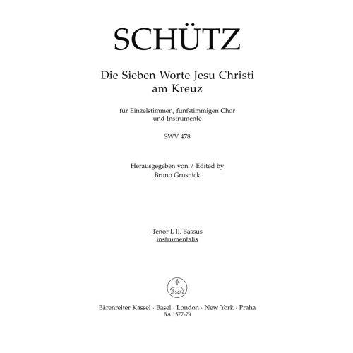 Seven Last Words of Jesus Christ on the Cross (SWV 478) (Cello/Double Bass) - Heinrich Schütz