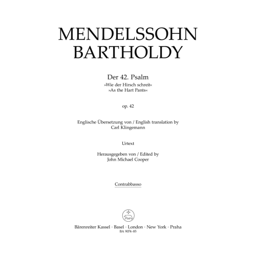 Psalm 42 Op.42 As the Hart Pants Double Bass - Felix Mendelssohn