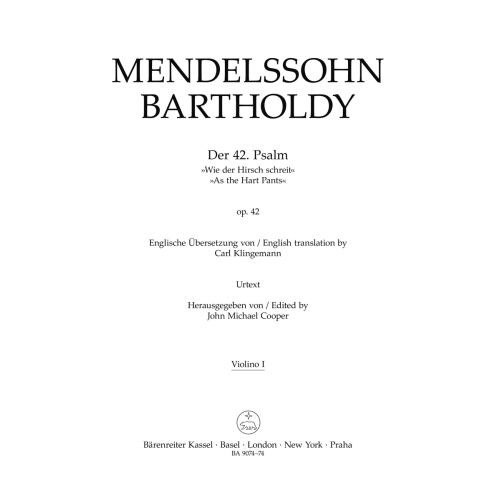 Psalm 42 Op.42 As the Hart Pants Violin I - Felix Mendelssohn