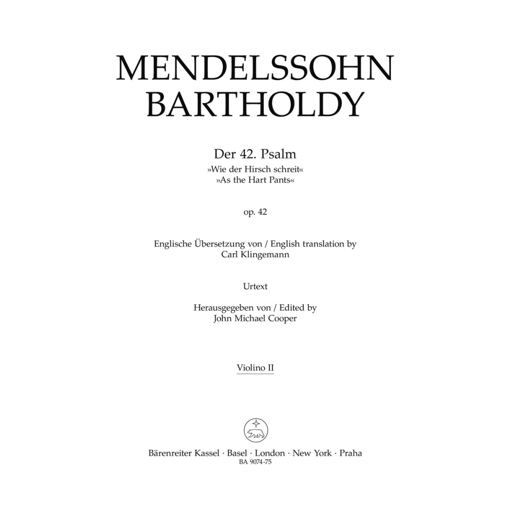 Psalm 42 Op.42 As the Hart Pants Violin II - Felix Mendelssohn