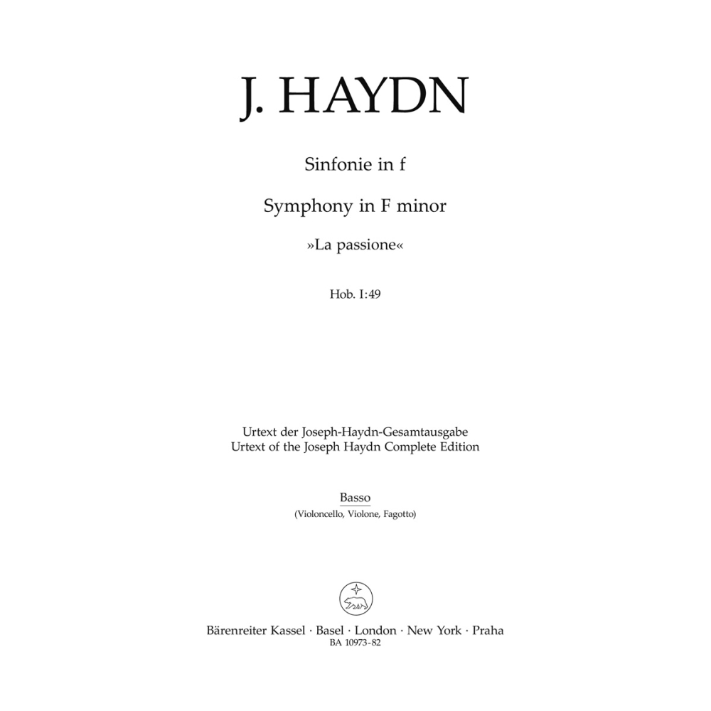 Symphony No.49 in F minor (La passione) (Hob.I:49) Cello/Bass/Bassoon - Franz Joseph Haydn