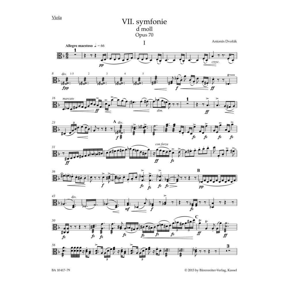 Symphony No.7 in D minor Op.70 Viola - Antonín Dvorák