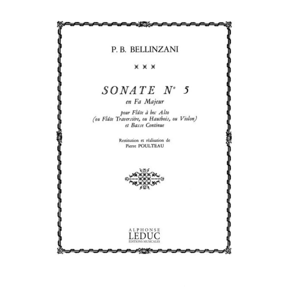 Bellinzani, P.B - Sonata Op.3 No.5 in F major for Treble Recorder and Bass Continuo