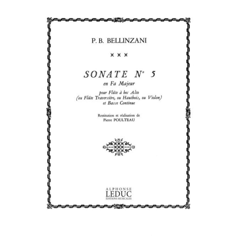 Bellinzani, P.B - Sonata Op.3 No.5 in F major for Treble Recorder and Bass Continuo