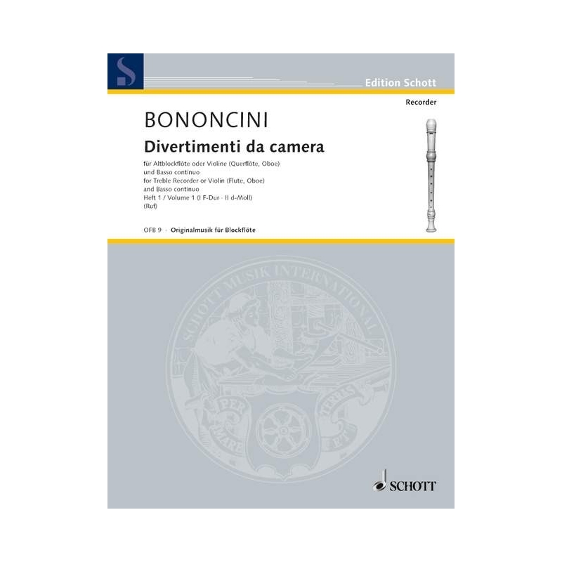 Bononcini, G.B - Divertimenti da camera (Volume 1) for Treble Recorder