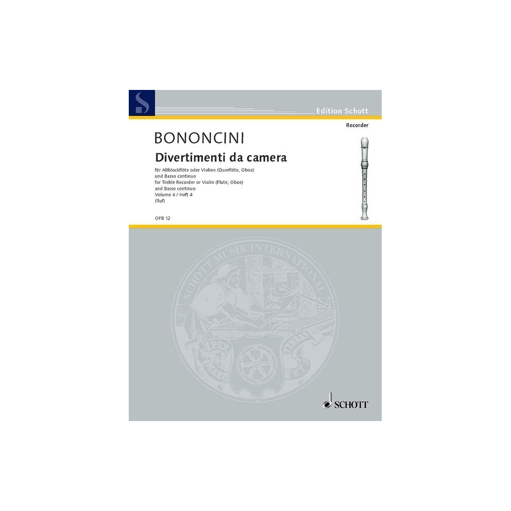 Bononcini, G.B - Divertmenti da camera (Volume 4) for Treble Recorder