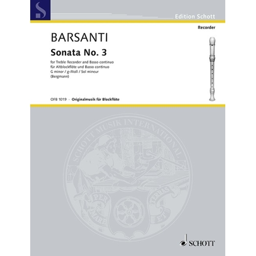 Barsanti, Francesco - Sonata No. 3 G minor for Treble Recorder