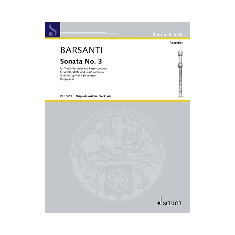 Barsanti, Francesco - Sonata No. 3 G minor for Treble Recorder