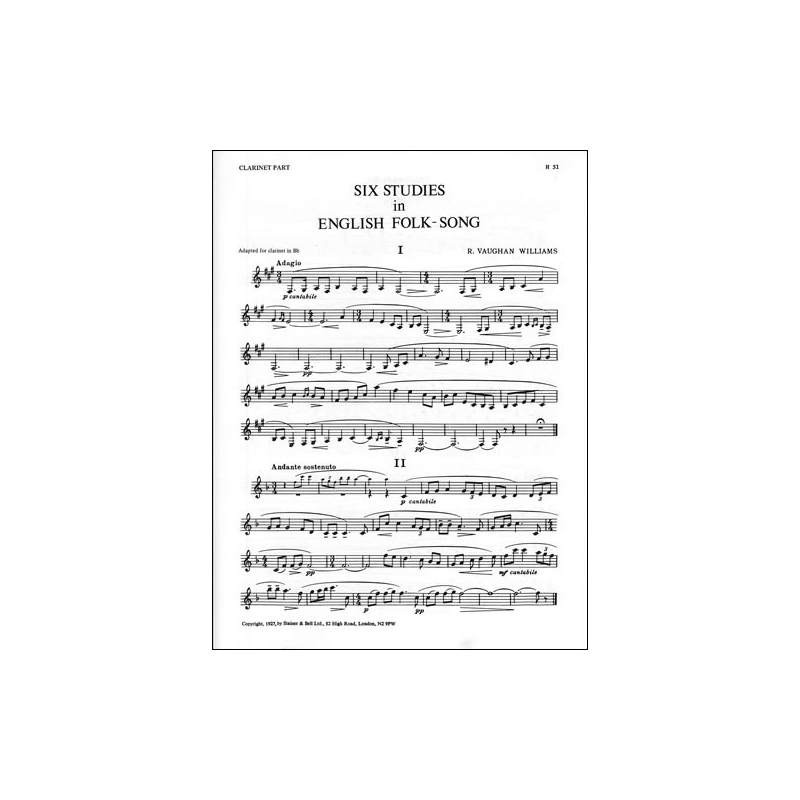Williams, V. - Six Studies in English Folksong for Clarinet