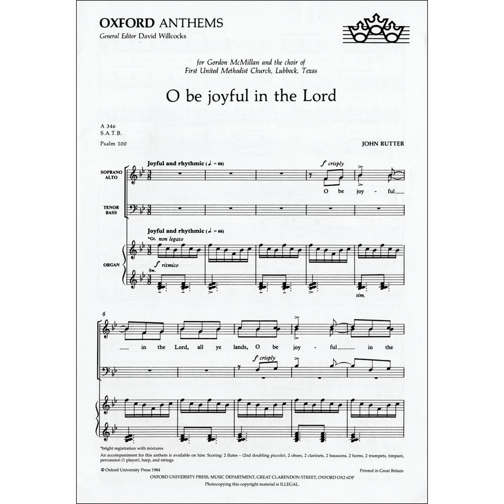 Rutter, John - O be joyful in the Lord
