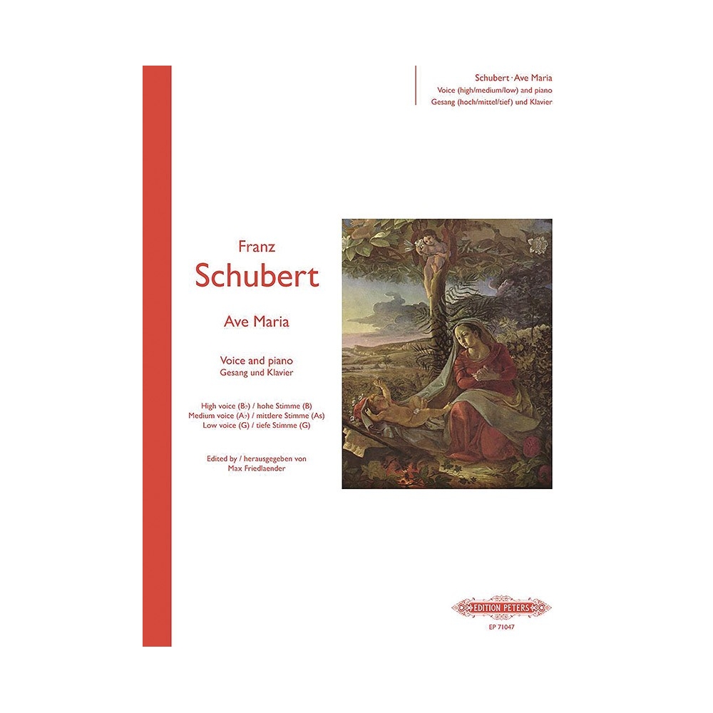 Schubert, Franz - Ave Maria (High Voice: G: Medium Voice: F: Low Voice: D)
