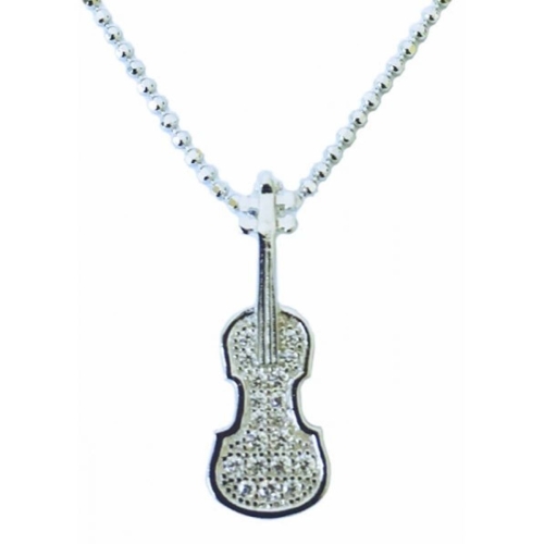 Sterling Silver Pendant - Violin & Stones