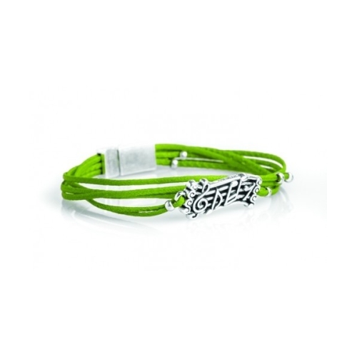 Italian Leather Music Score Bracelet - Green