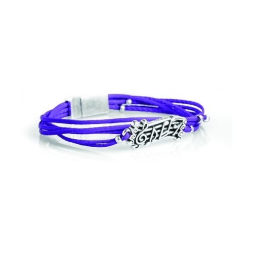 Italian Leather Music Score Bracelet - Purple