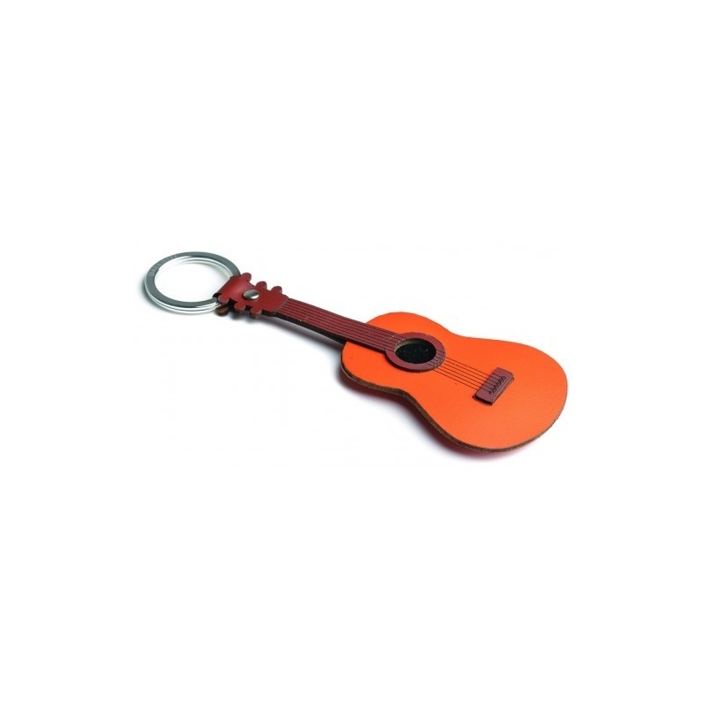 Italian Leather Keyring - Acoustic Guitar