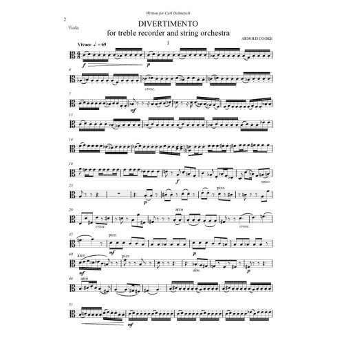 Divertimento for Treble Recorder and String Orchestra - Arnold Cooke