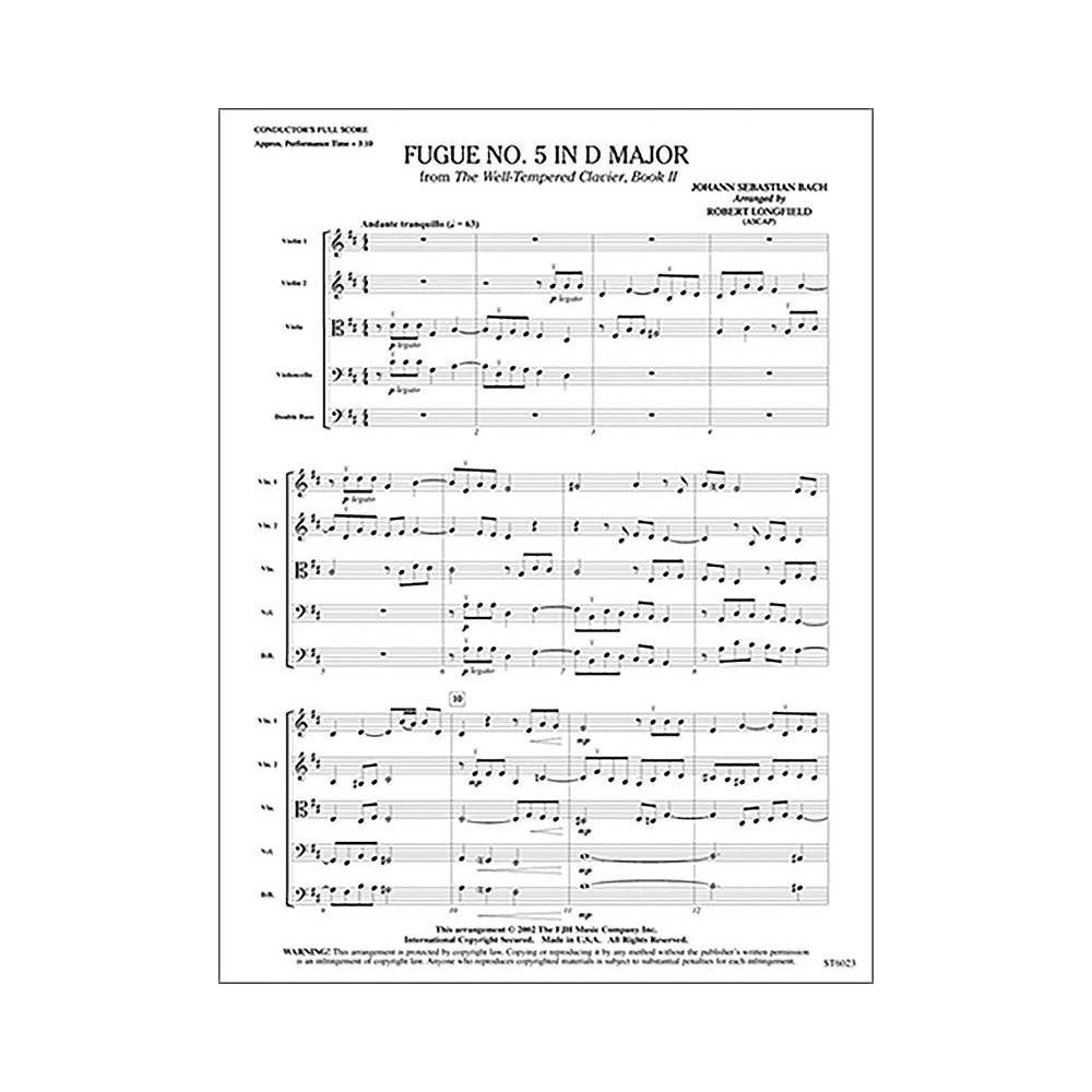 Bach, J.S - Fugue No. 5 in D Major