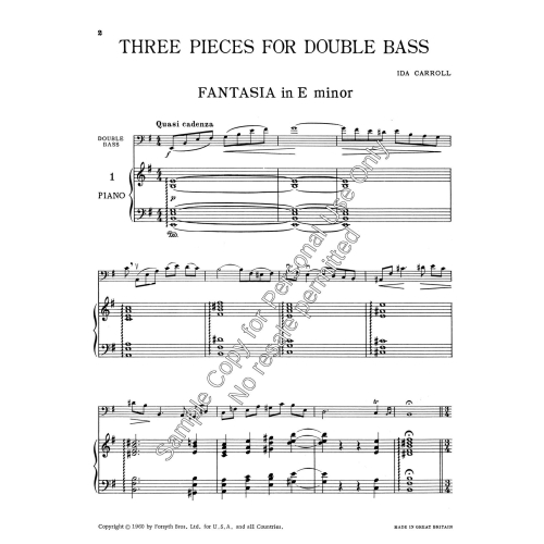 Three Pieces for Double Bass - Carroll, Ida