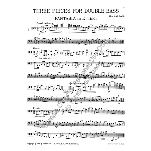 Three Pieces for Double Bass - Carroll, Ida