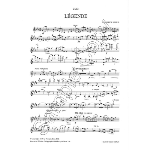 Legende in E flat for Violin - Delius, Frederick