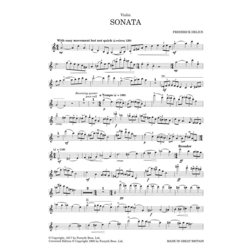 Violin Sonata No. 1 in C - Delius, Frederick