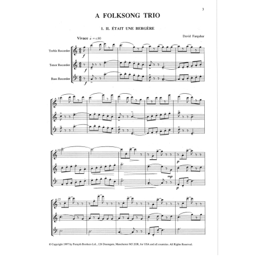 A Folk Song Trio - Farquhar, David - Recorder Trio