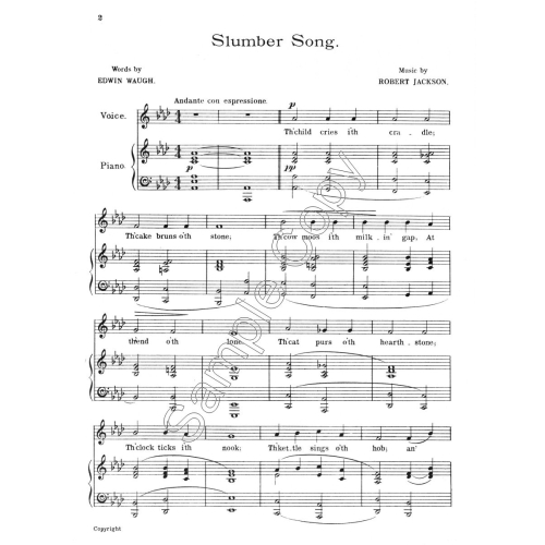 Slumber Song (Lancashire Lullaby) - Robert Jackson - Voice and Piano