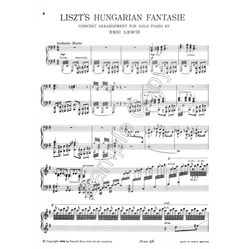 Hungarian Fantasie - Liszt - for solo piano - arr. Eric Lewis