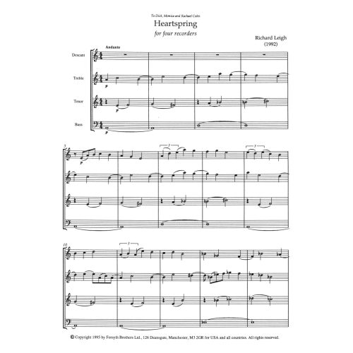 Heartspring - for Recorder Consort - Leigh, Richard