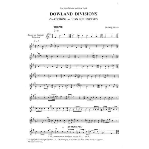 Dowland Divisions - Moore, Timothy