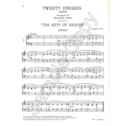 Twenty Fingers - Nops, Marjorie - Easy Piano Duets