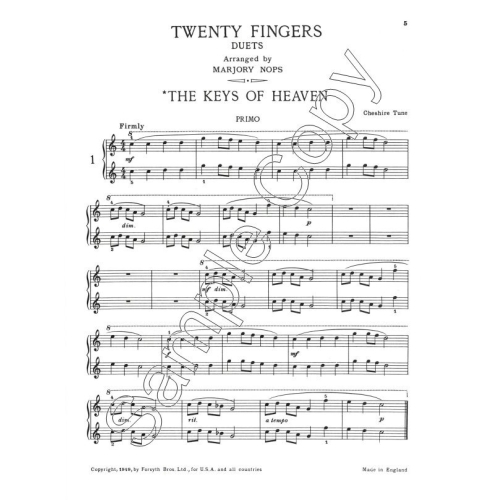 Twenty Fingers - Nops, Marjorie - Easy Piano Duets
