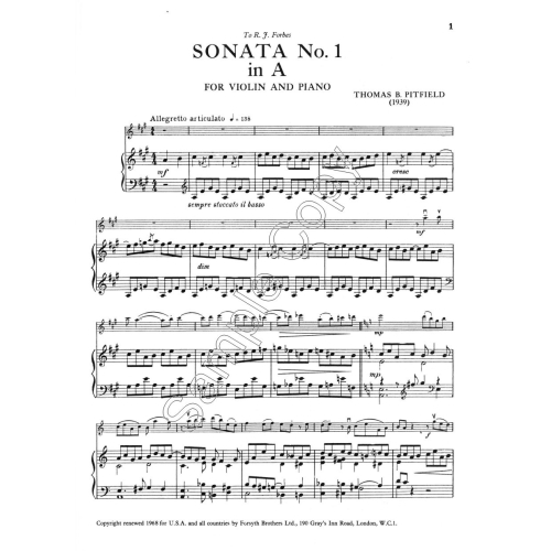 Sonata in A for Violin and Piano - Thomas Pitfield